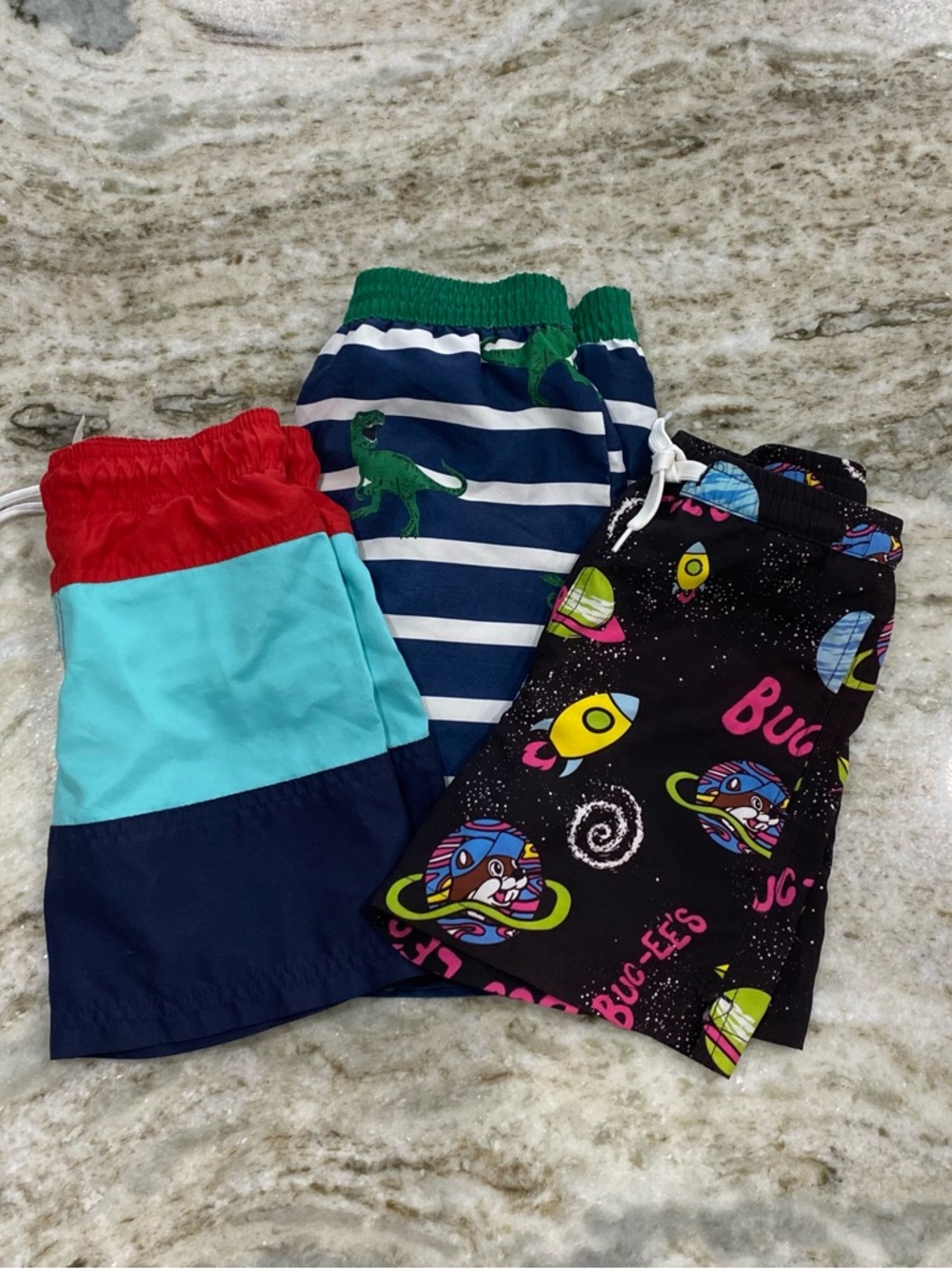 Lot of 3 boys swim trunks all size 5. Cat&Jack, Buc-ee’s & Wonder Nation